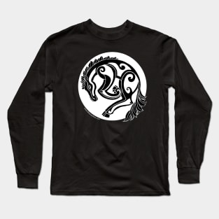 Black Horse Celtic style Long Sleeve T-Shirt